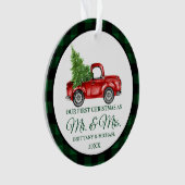 ヴィンテージのトラックの初めてのクリスマス夫妻。 オーナメント (正面)