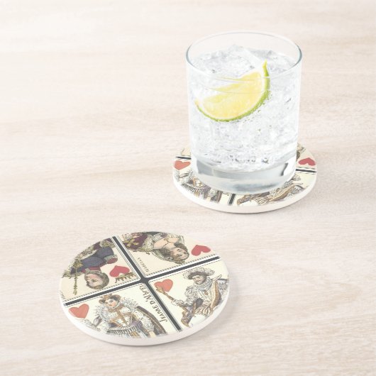 ヴィンテージのトランプ-ハートの王そして女王 コースター (側面)