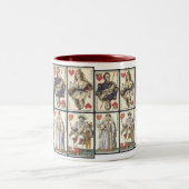 ヴィンテージのトランプ-ハートの王そして女王 ツートーンマグカップ (中央)