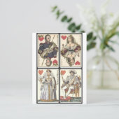 ヴィンテージのトランプ-ハートの王そして女王 ポストカード (スタンド正面)