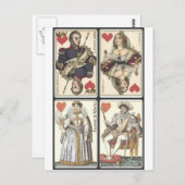 ヴィンテージのトランプ-ハートの王そして女王 ポストカード (正面/裏面)