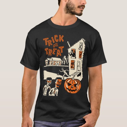ヴィンテージのトリック・オア・トリートの60年代のハロウィンのワイシャツ Tシャツ (正面)