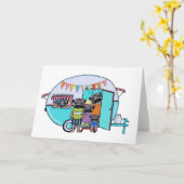 ヴィンテージのトレーラーのパグ カード (黄色い花)