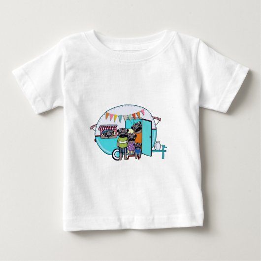 ヴィンテージのトレーラーのパグ ベビーTシャツ (正面)
