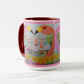 ヴィンテージのトレーラーの民芸のフラミンゴ愛 マグカップ (正面左)