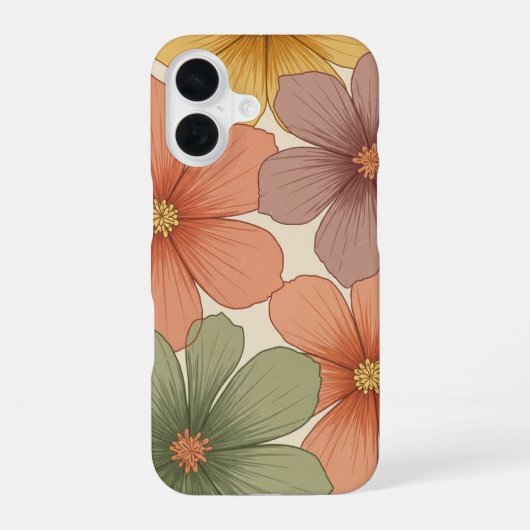 ヴィンテージのトロピカルフラワー iPhone 16ケース (裏面)
