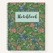 ヴィンテージのトンボが飛ぶイングリッシュガーデンのスケッチブック ノートブック (正面)