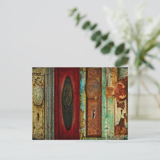 ヴィンテージのドア・ノブの写真撮影の郵便はがき ポストカード (スタンド正面)