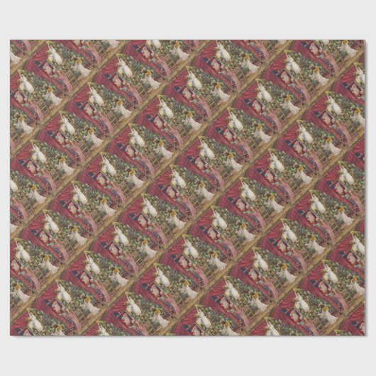 ヴィンテージのドイツの天使のクリスマスのビクトリア時代の人の芸術 ラッピングペーパー (フラット)