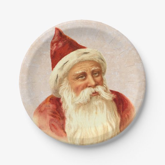 ヴィンテージのドイツの旧式のサンタクロースのクリスマス ペーパープレート (正面)