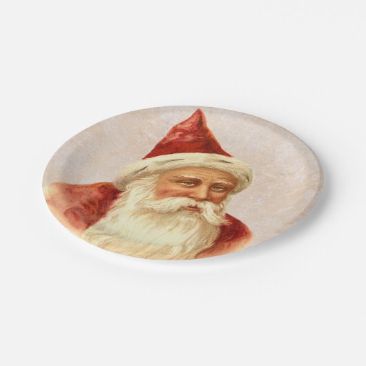 ヴィンテージのドイツの旧式のサンタクロースのクリスマス ペーパープレート (アングル)