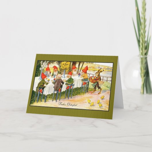 ヴィンテージのドイツの格言のFrohes Osterfestイースターカード シーズンカード (正面)