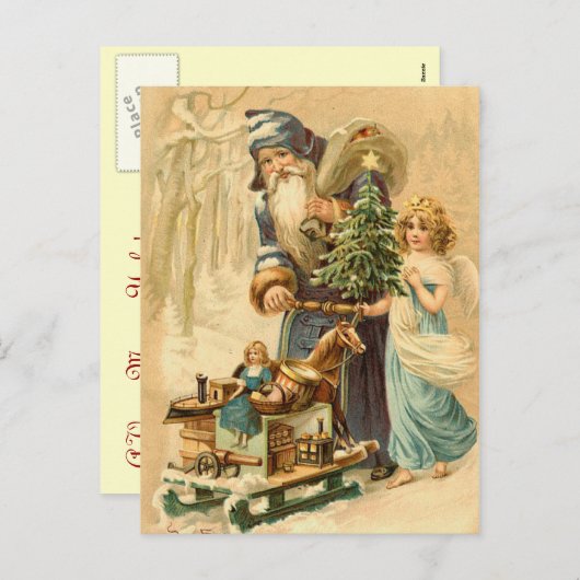 ヴィンテージのドイツ人のサンタの郵便はがき シーズンポストカード (正面/裏面)