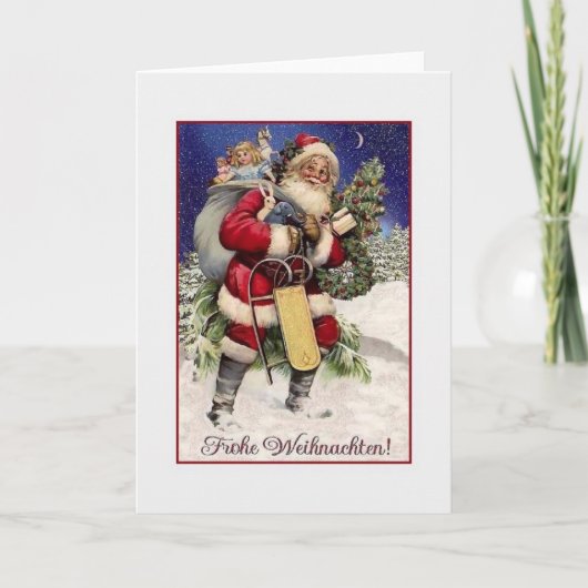 ヴィンテージのドイツ人のFrohe Weihnachtenのクリスマスカード シーズンカード (正面)