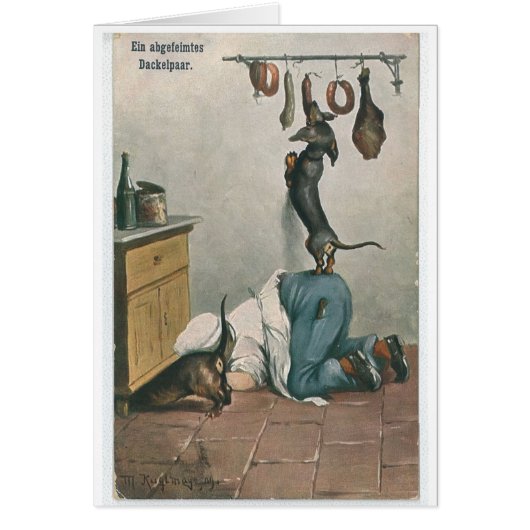 ヴィンテージのドイツ語-組のこうかつなダックスフント、 (正面)