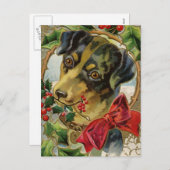 ヴィンテージのドギーのクリスマスグリーティング シーズンポストカード (正面/裏面)