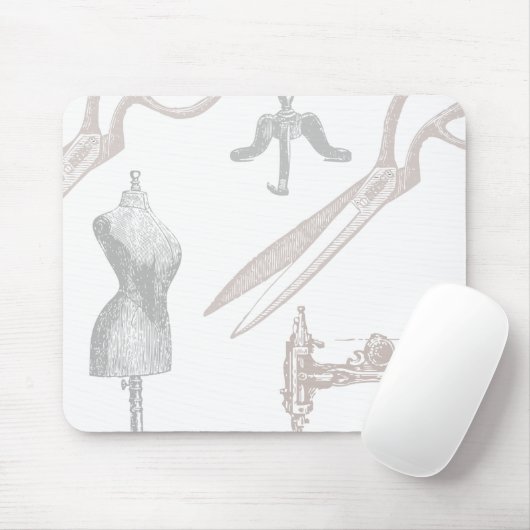 ヴィンテージのドレスメーカーおよび裁縫のテーマ マウスパッド (マウス)