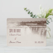 ヴィンテージのナイアガラ・フォールズの結婚式の招待 セーブザデート (スタンド正面)