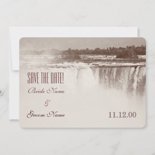 ヴィンテージのナイアガラ・フォールズの結婚式の招待 セーブザデート (正面)