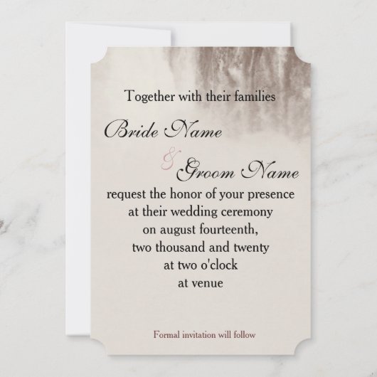 ヴィンテージのナイアガラ・フォールズの結婚式の招待 セーブザデート (裏面)