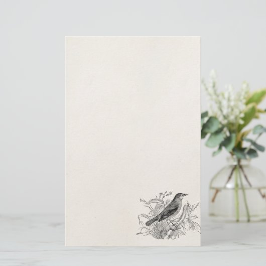 ヴィンテージのナイチンゲールの鳥のパーソナライズなレトロの鳥 便箋 (スタンド正面)