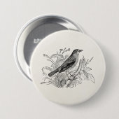 ヴィンテージのナイチンゲールの鳥のパーソナライズなレトロの鳥 缶バッジ (正面&裏面)