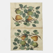 ヴィンテージのナシの植物のフルーツのイラストレーション キッチンタオル (縦)