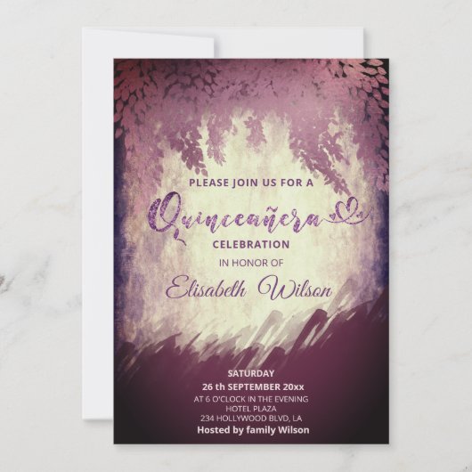 ヴィンテージのナス水色 招待状 (正面)