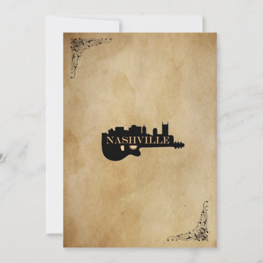 ヴィンテージのナッシュビルのギターの結婚式招待状 招待状 (裏面)