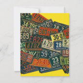 ヴィンテージのナンバープレートの引っ越しましたの発表 案内状 (正面)