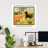 ヴィンテージのナーサリーライムアート 子猫とフィドル ポスター (ホームオフィス)