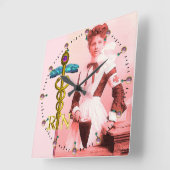 ヴィンテージのナースおよび金ゴールドのケリュケイオンNRの紋章 スクエア壁時計 (傾斜)