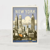 ヴィンテージのニューヨークのクールなプリントが付いている挨拶状 カード (正面)
