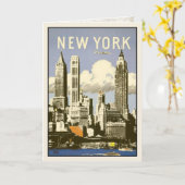 ヴィンテージのニューヨークのクールなプリントが付いている挨拶状 カード (黄色い花)