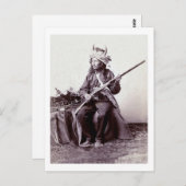 ヴィンテージのネイティブアメリカンの戦士のポートレート ポストカード (正面/裏面)