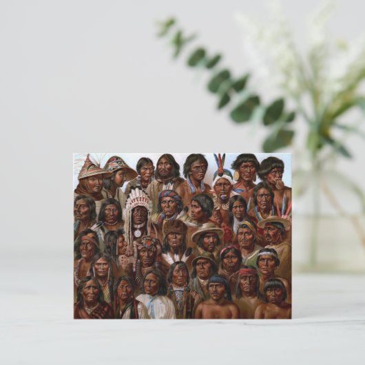 ヴィンテージのネイティブアメリカンの種族および人々の写真 ポストカード (スタンド正面)