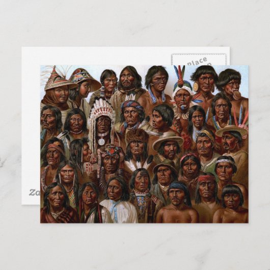 ヴィンテージのネイティブアメリカンの種族および人々の写真 ポストカード (正面/裏面)