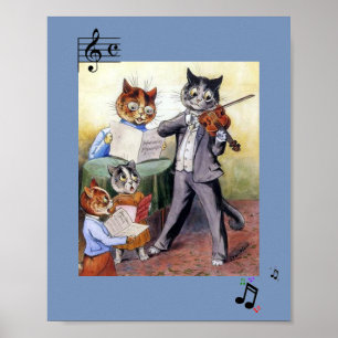 ヴィンテージのネコ科音楽絵画のイメージ ポスター