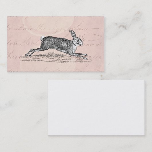ヴィンテージのノウサギのバニーウサギのイラストレーション-ウサギ 名刺 (正面/裏面)