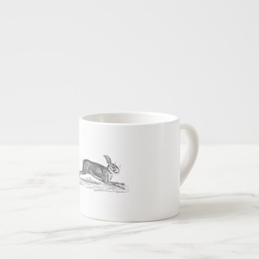 ヴィンテージのノウサギのバニーウサギの19世紀のイラストレーション エスプレッソカップ (正面右)