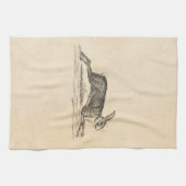 ヴィンテージのノウサギのバニーウサギの19世紀のイラストレーション キッチンタオル (横)