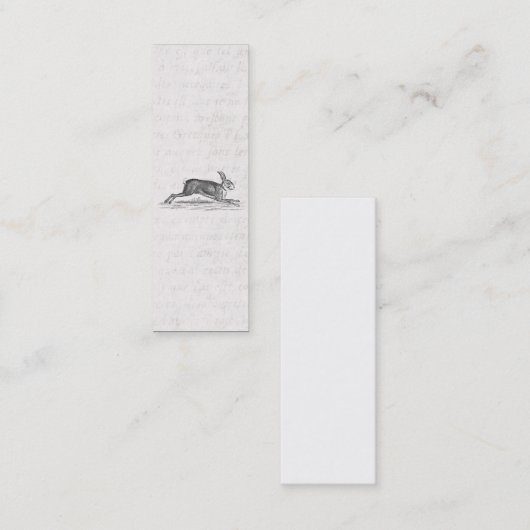 ヴィンテージのノウサギのバニーウサギの19世紀のイラストレーション スキニー名刺 (正面/裏面)