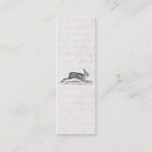 ヴィンテージのノウサギのバニーウサギの19世紀のイラストレーション スキニー名刺 (正面)