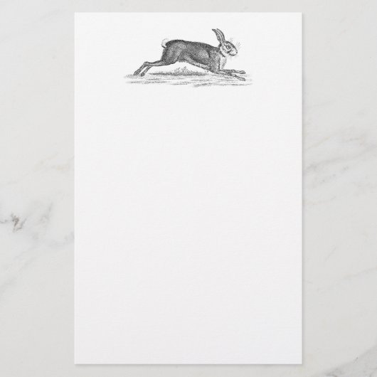 ヴィンテージのノウサギのバニーウサギの19世紀のイラストレーション 便箋 (正面)