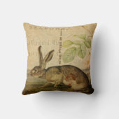 ヴィンテージのノウサギの動物のイラストレーションの花柄のコラージュ クッション (裏面)
