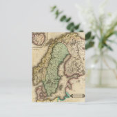 ヴィンテージのノルウェーとスウェーデンの地図（1831年） ポストカード (スタンド正面)