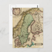 ヴィンテージのノルウェーとスウェーデンの地図（1831年） ポストカード (正面/裏面)