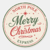 ヴィンテージのノースポール メリークリスマス エクスプレス ラウンドシール (正面)