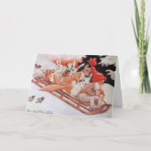 ヴィンテージのノームと森林の動物たちがスレッドに乗る シーズンカード (正面)