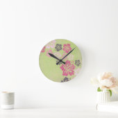 ヴィンテージのハイビスカス ラウンド壁時計 (ホーム)